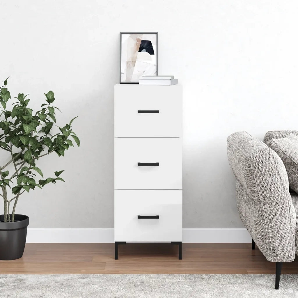 Credenza-Buffet-Armadio da cucina Bianco Lucido 34,5x34x90 cm in Legno Multistrato 346977