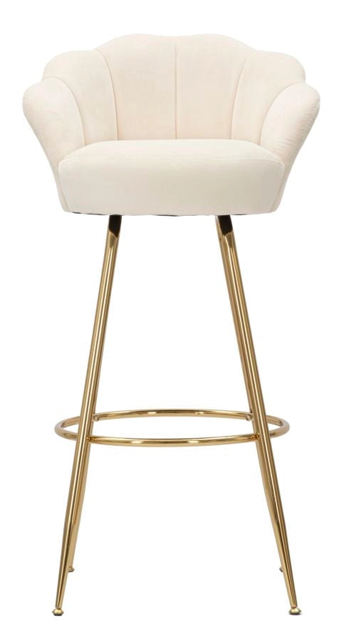 Sgabello Bar Vienna Crema 55x53x110 cm Spugna e Tessuto e Metallo Crema e Oro