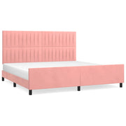 Letto matrimoniale | Letto per adulti | Giroletto con Testiera Rosa 200x200 cm in Velluto