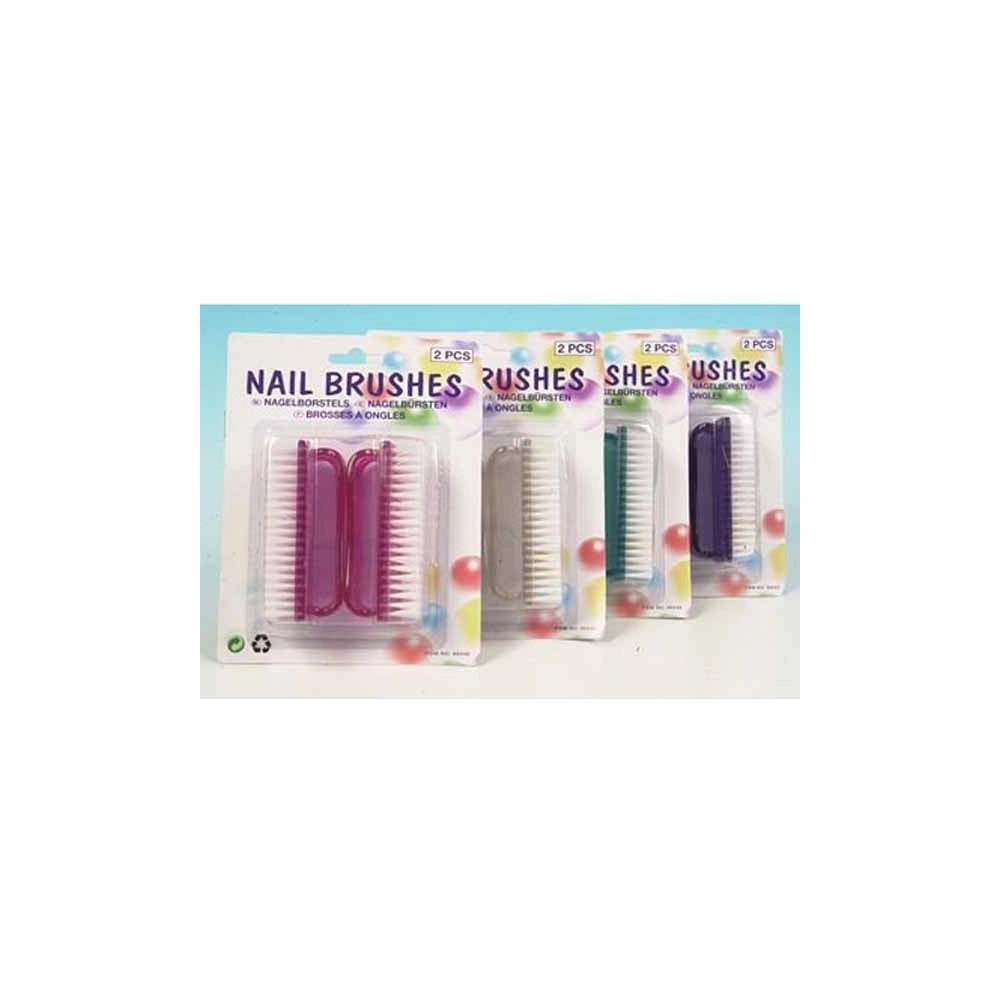 Trade Shop - Coppia Spazzolini Spazzole Pulisci Unghie Mani 9,2x3,5 Cm In 4 Colori Assortiti -