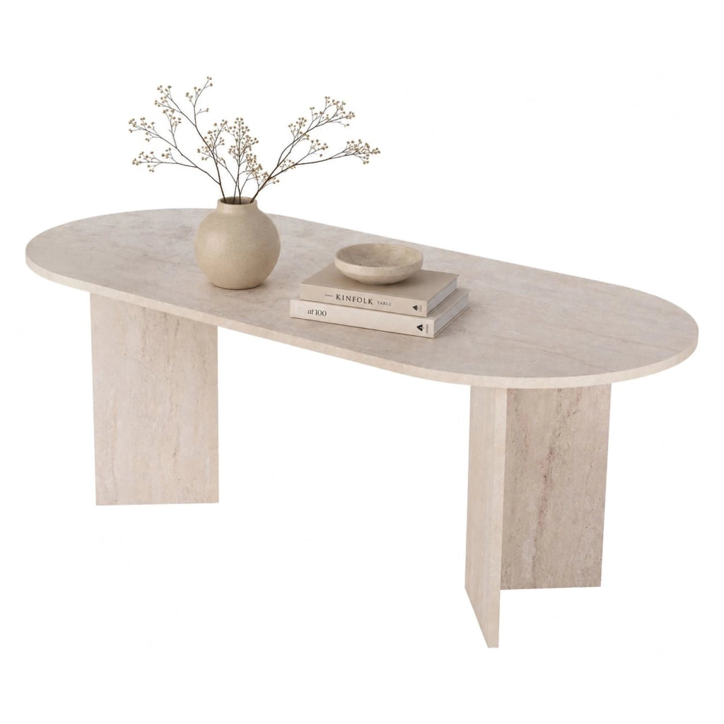 Nofalota, Tavolo Fisso 6 Posti, 200x90x75h cm Beige Marmo