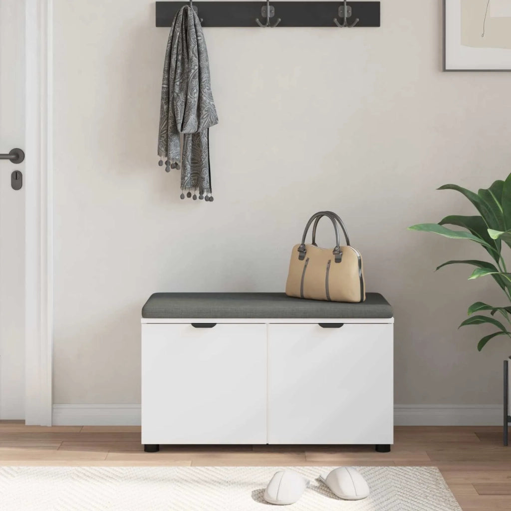 Panca per ingresso con cuscino con porta Bianco 80 x 38 x 46 cm