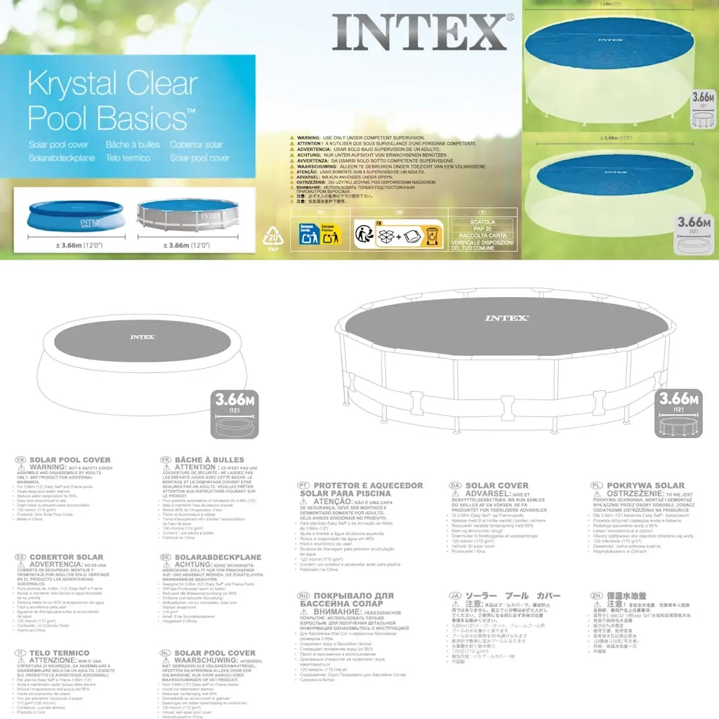 INTEX Copertura Solare per Piscina Blu 348 cm in Polietilene 93297