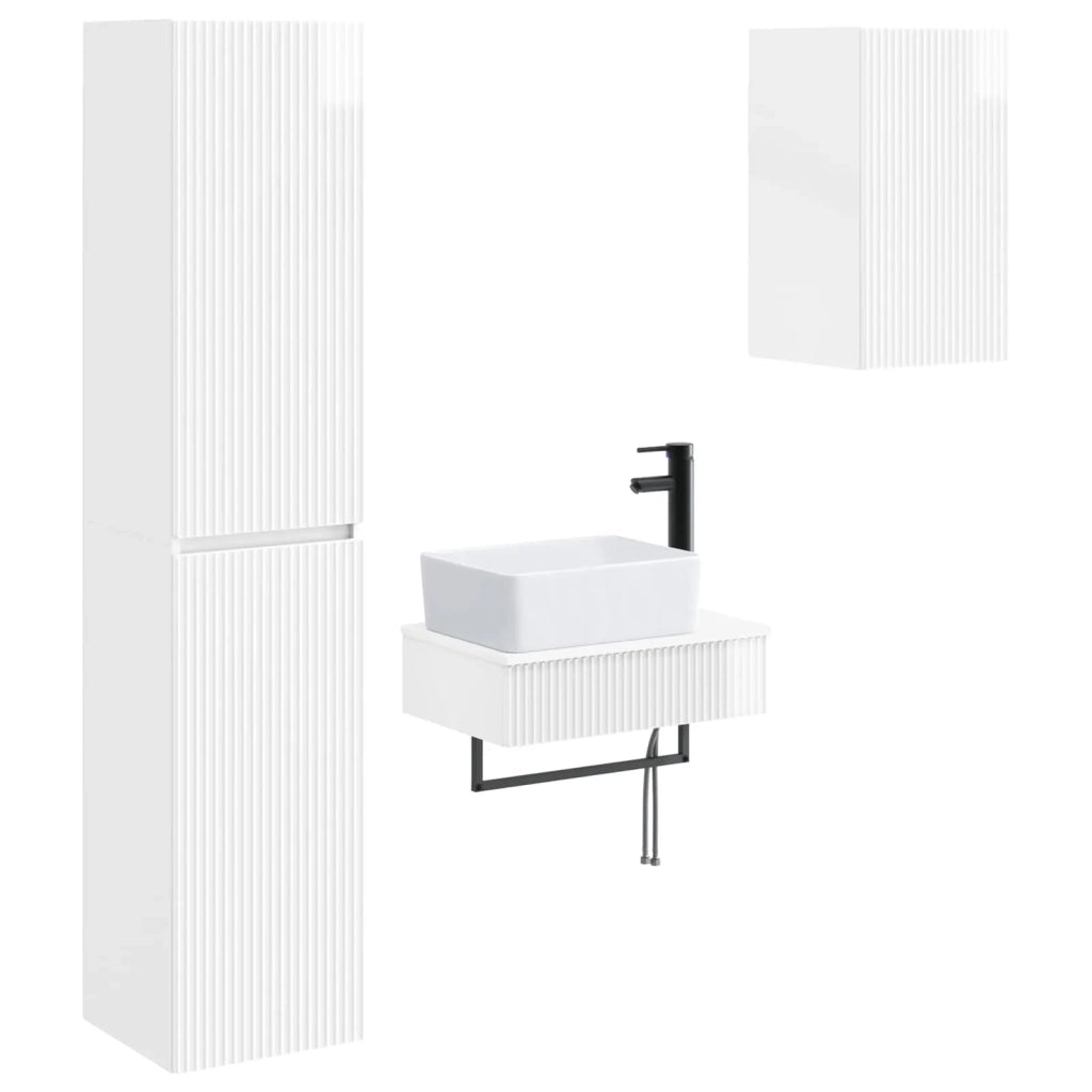Set di mobili per il bagno 3 pz Bianco Lucido 3406057