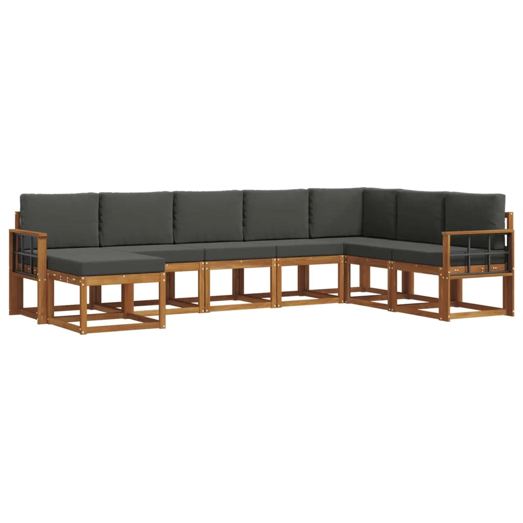Set di divani da esterno con cuscino 8 pcs Naturale e Antracite