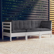 Divano da Giardino a 3 Posti Cuscini-Sofa da Giardino-Divano da esterno Antracite Massello di Pino 782755