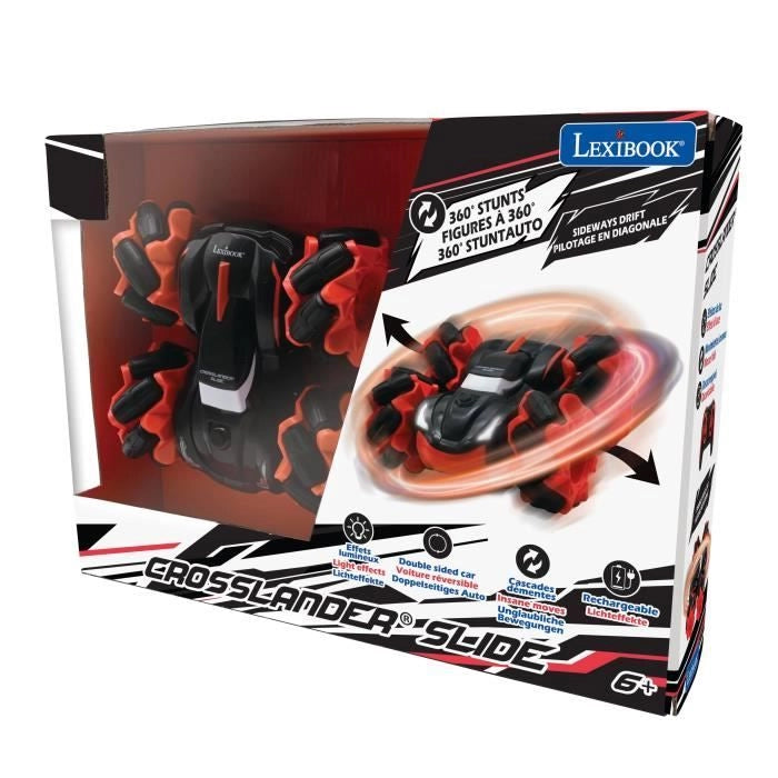 LEXIBOOK - CROSSLANDER SLIDE - Auto telecomandata fuoristrada con rotazione bifacciale a 360 ed effetto luce