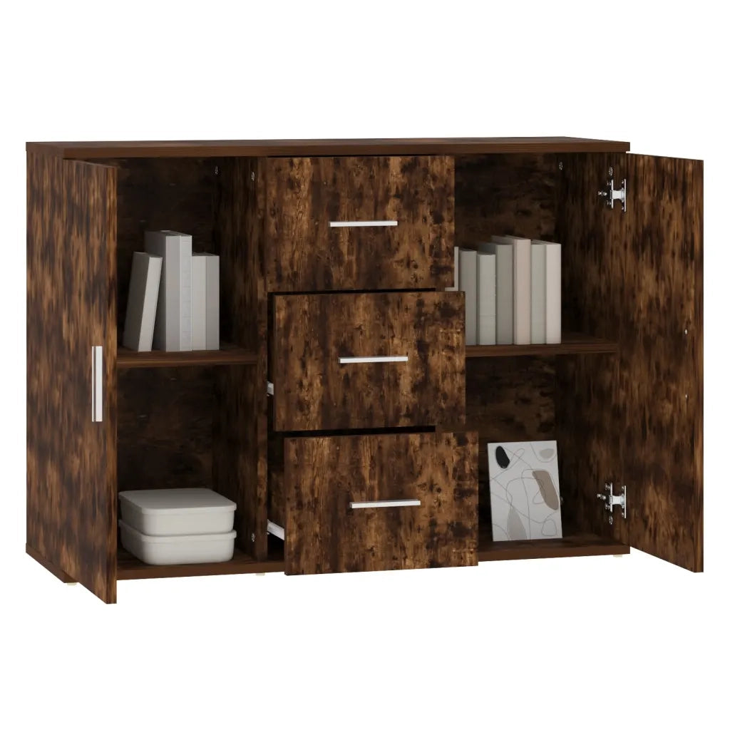 Credenza Rovere Fumo 91x29,5x65 cm in Legno Multistrato 823347