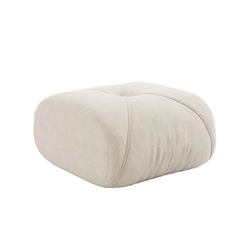 Ottomana ULEVR in ciniglia beige chiaro, complemento d'arredo per soggiorno