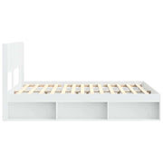 Letto matrimoniale | Letto per adulti | Struttura del letto con stoccaggio e testata Bianco