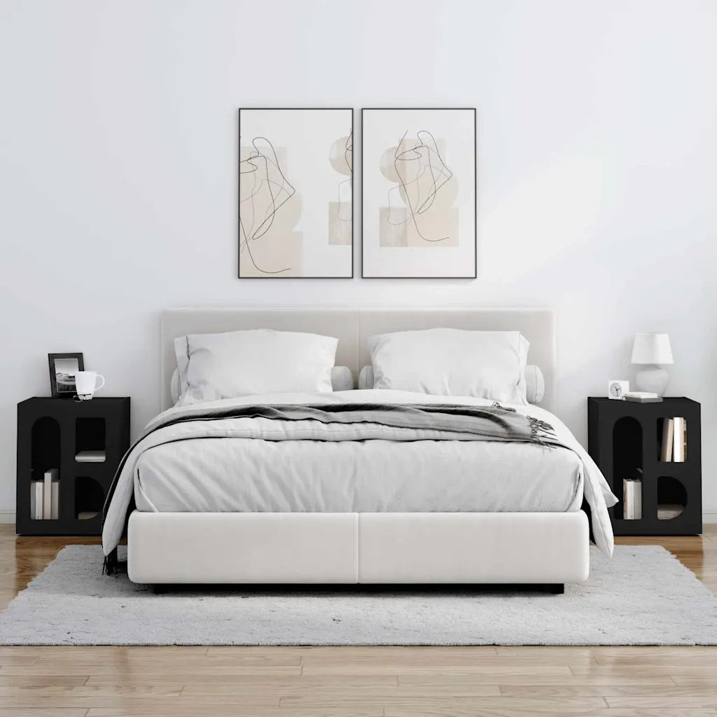 Set di 2 Comodini | Armadio da Notte | Mobiletto da notte Nero 40 x 35 x 50 cm Legno multistrato