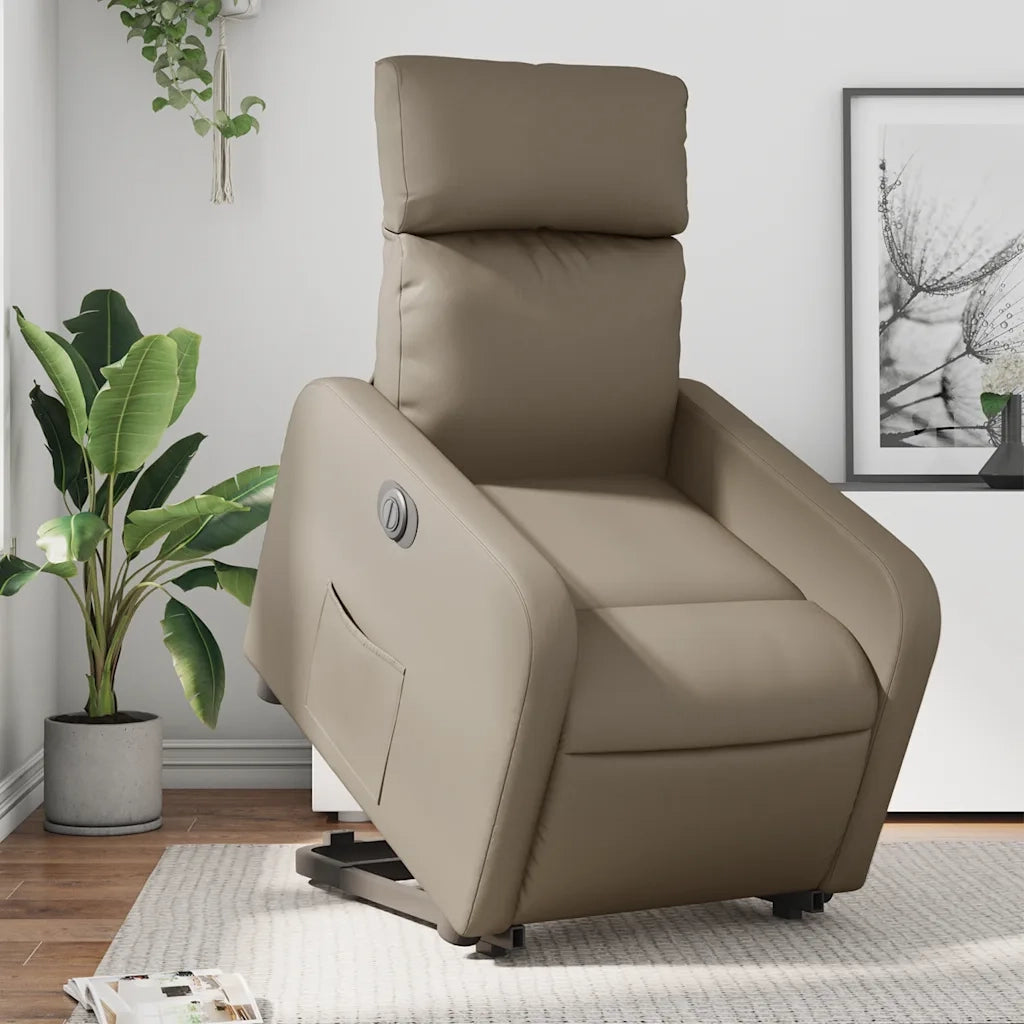 Poltrona | Sedia Relax Alzapersona Reclinante Elettrica Cappuccino Similpelle