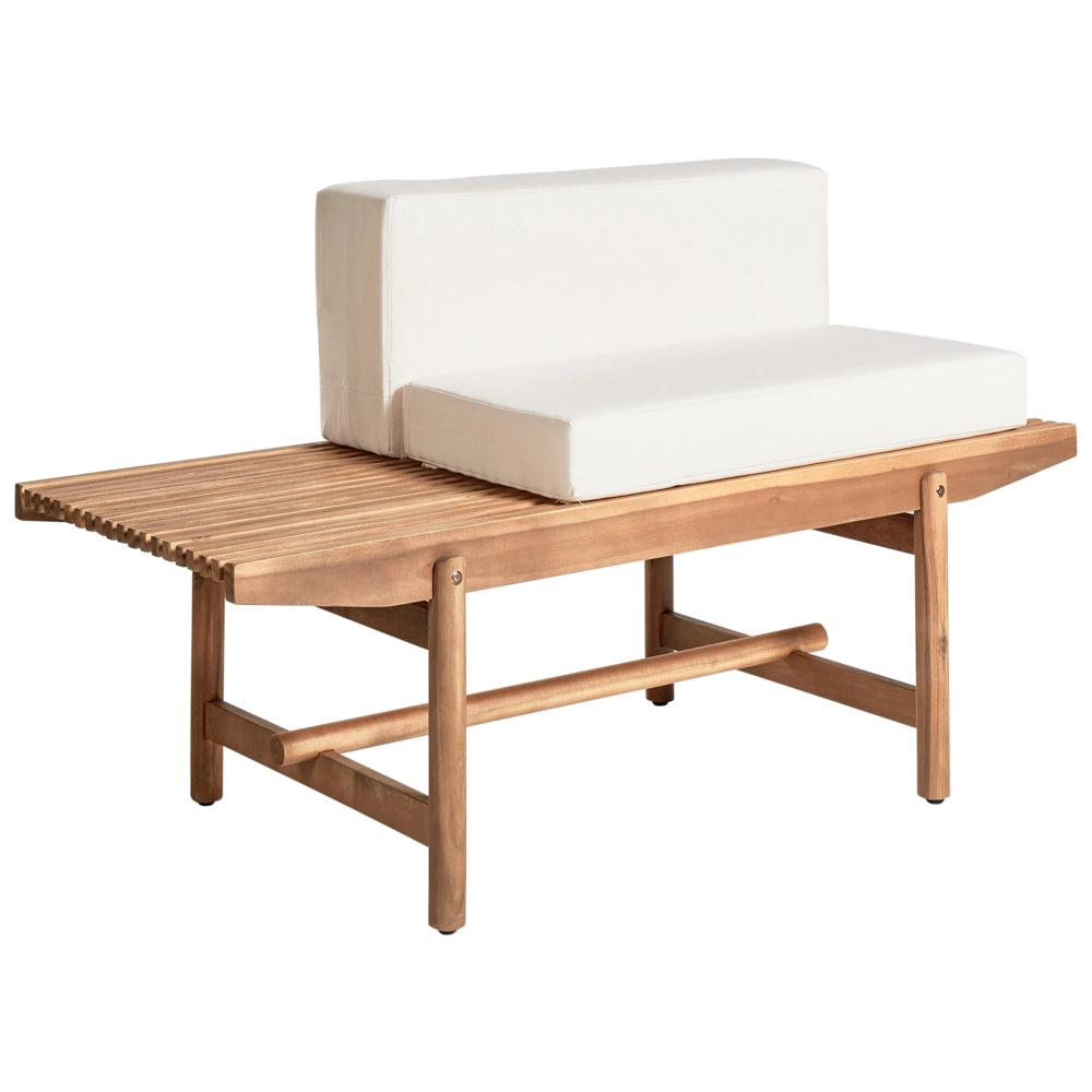 Set di divani da giardino Cuscini bianco sporco Legno di acacia Rustico per esterni 2 posti con tavolino