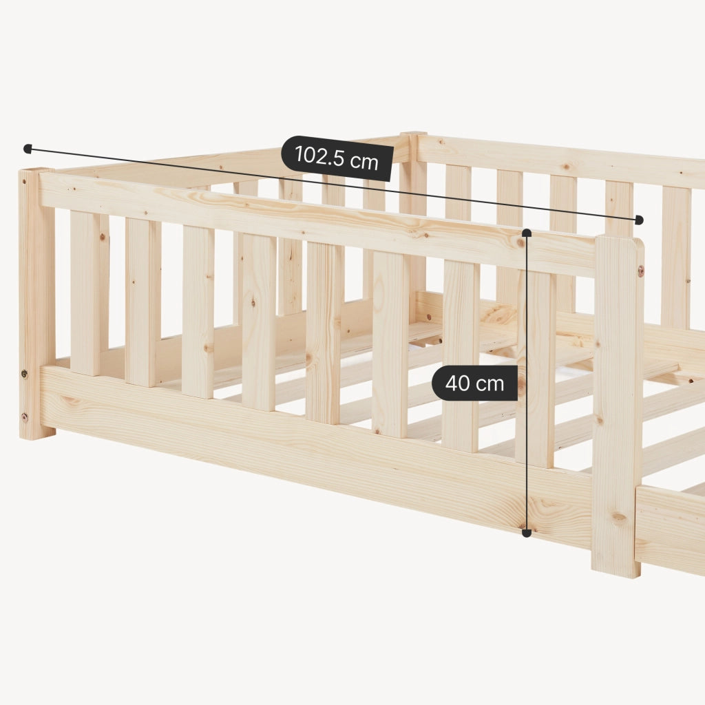 Letto Montessori per Cameretta Tanna in Legno di Pino 90 x 200 cm - Naturale [en.casa]