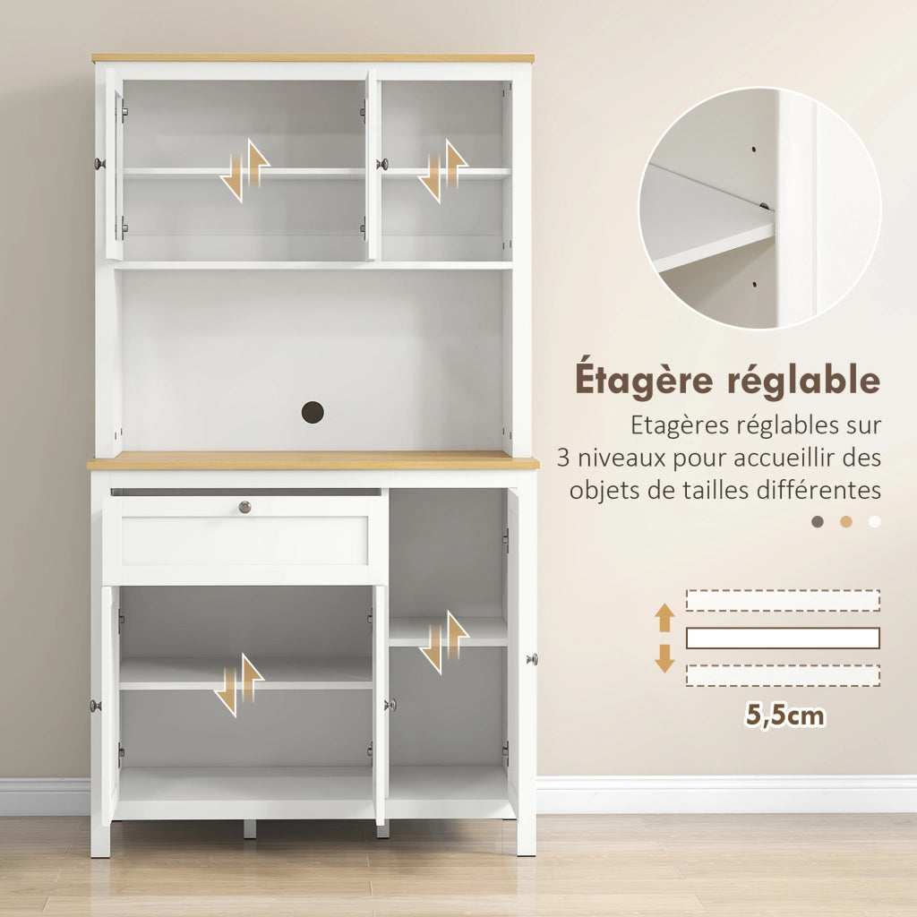 Buffet da cucina ¨C zephmum ¨C 5 ante 2 vetrate, 1 cassetto, bianco, 180 cm