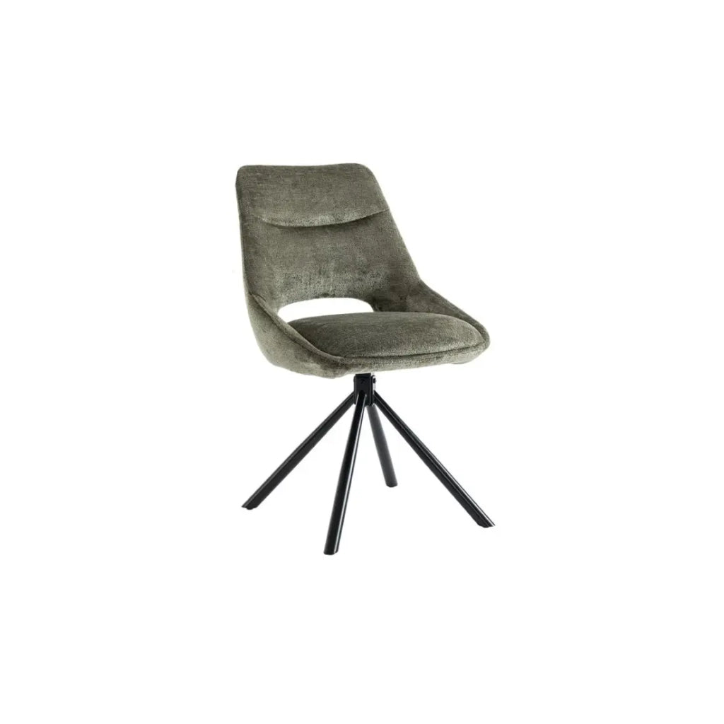 Set di 2 sedie YUMENA – Tessuto verde – Piedi in metallo – Design compatto – Eleganza naturale e robusta