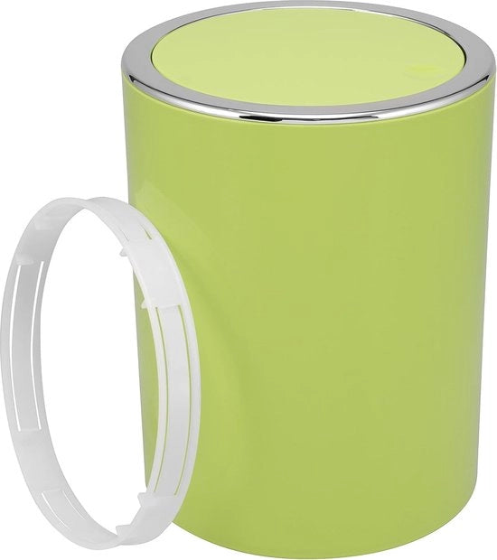 Serie per la camera da bagno Savona - contenitore di cosmetici con coperchio scorrevole, vasca da bagno, contenitore per rifiuti, plastica (verde, rotondo)