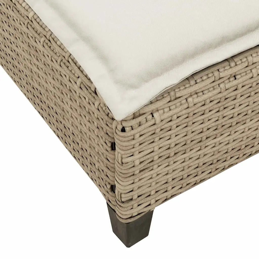 Lettino Prendisole con Cuscini Beige 55x200x25,5cm Polyrattan 4104097