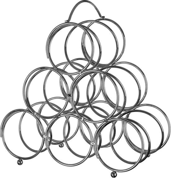 Wine rack a triangolare per 6 bottiglie - filo di acciaio inox - argento - 16 x 30 x 345 cm - Casa e cucina