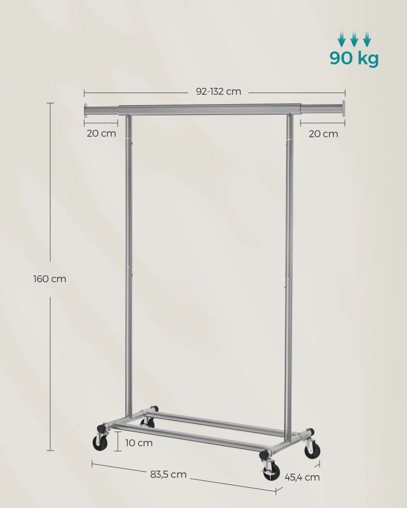 Appendiabiti con ruote portata 90 kg grigio 12_0003723