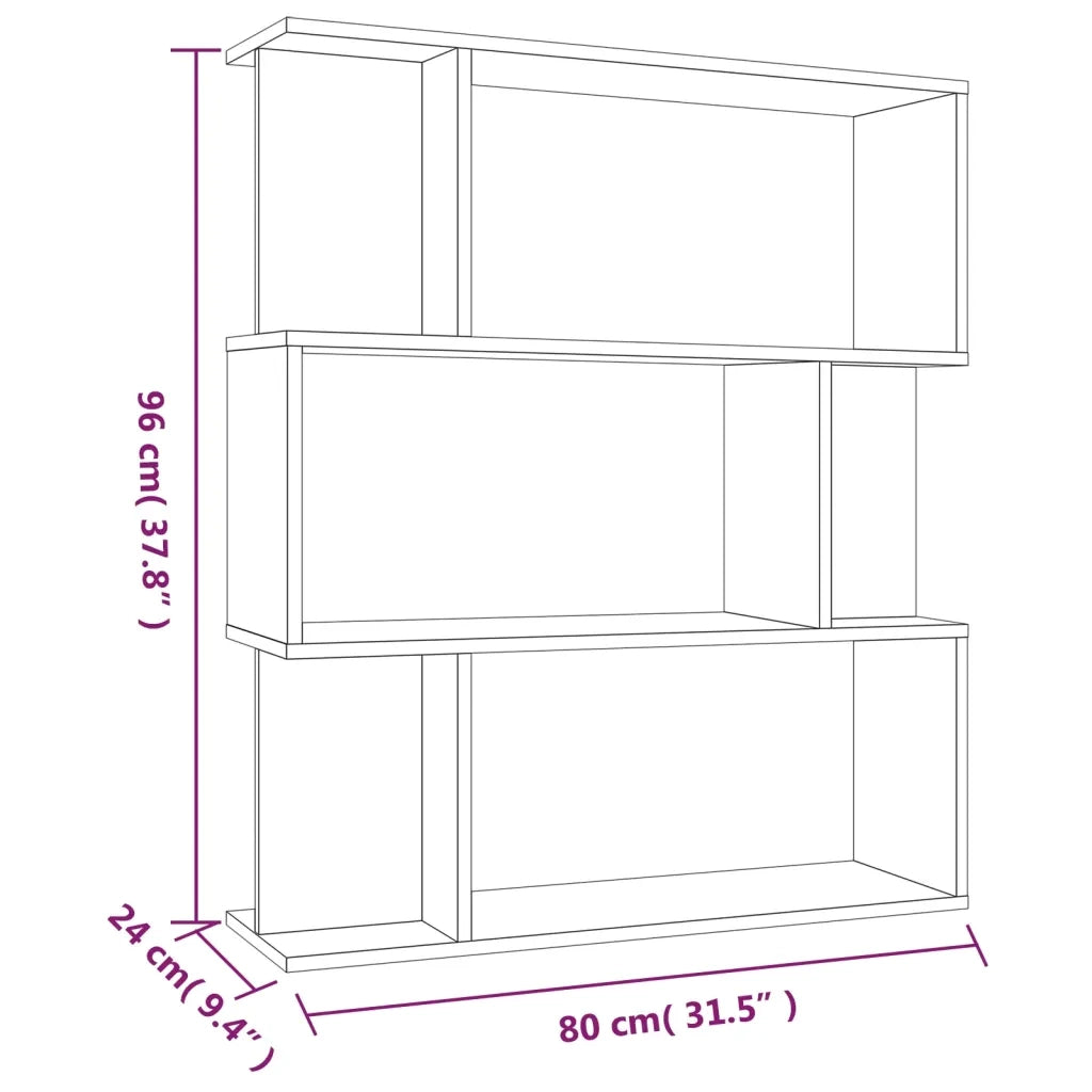 Libreria Divisorio-Scaffale per Libri-Mobile di Stoccaggio Rovere Marrone 80x24x96 cm Legno Ingegnerizzato
