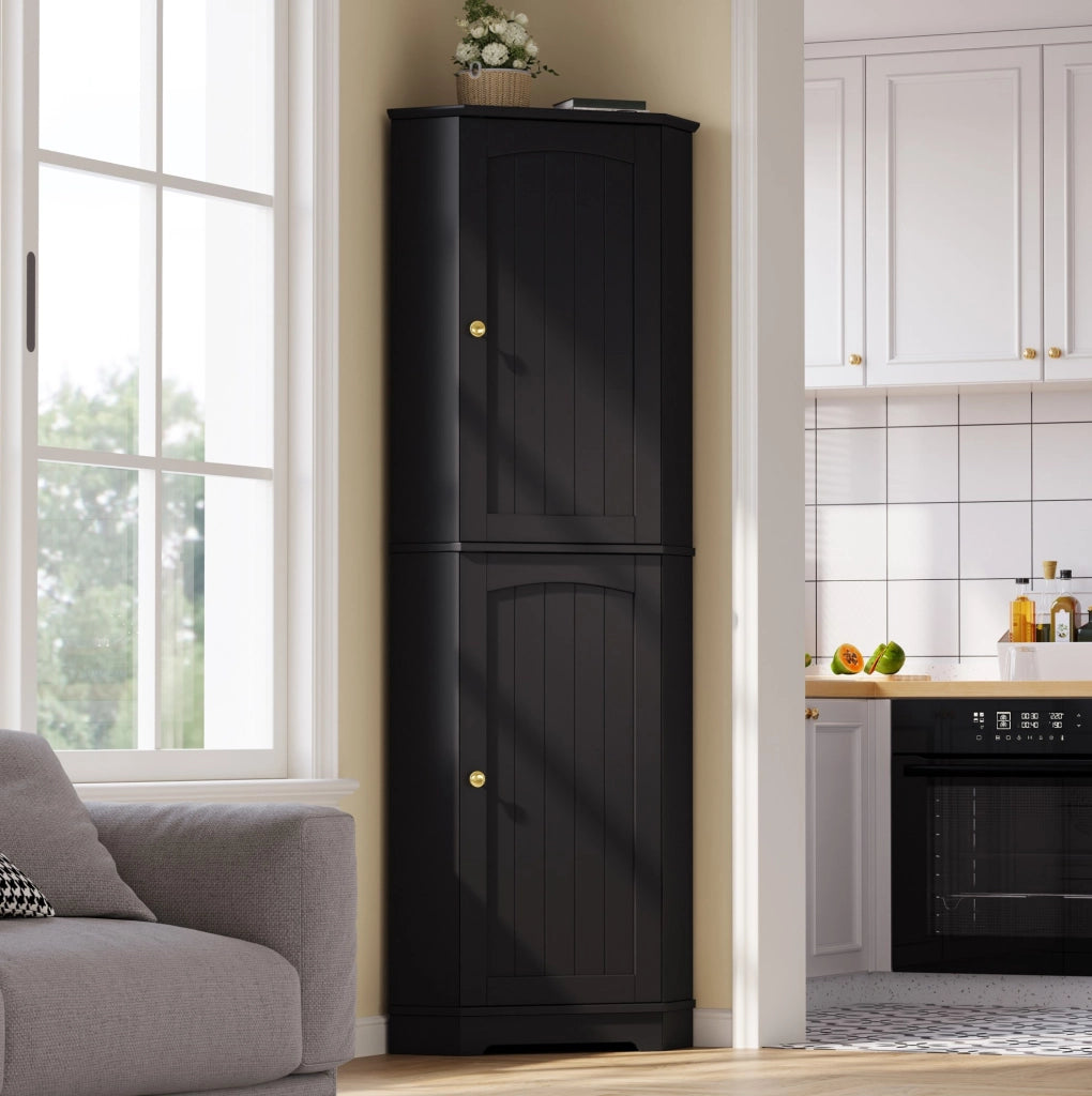 Armadio angolare con 2 ante e ripiani regolabili; 42 x 42 x 166 cm; in MDF nero
