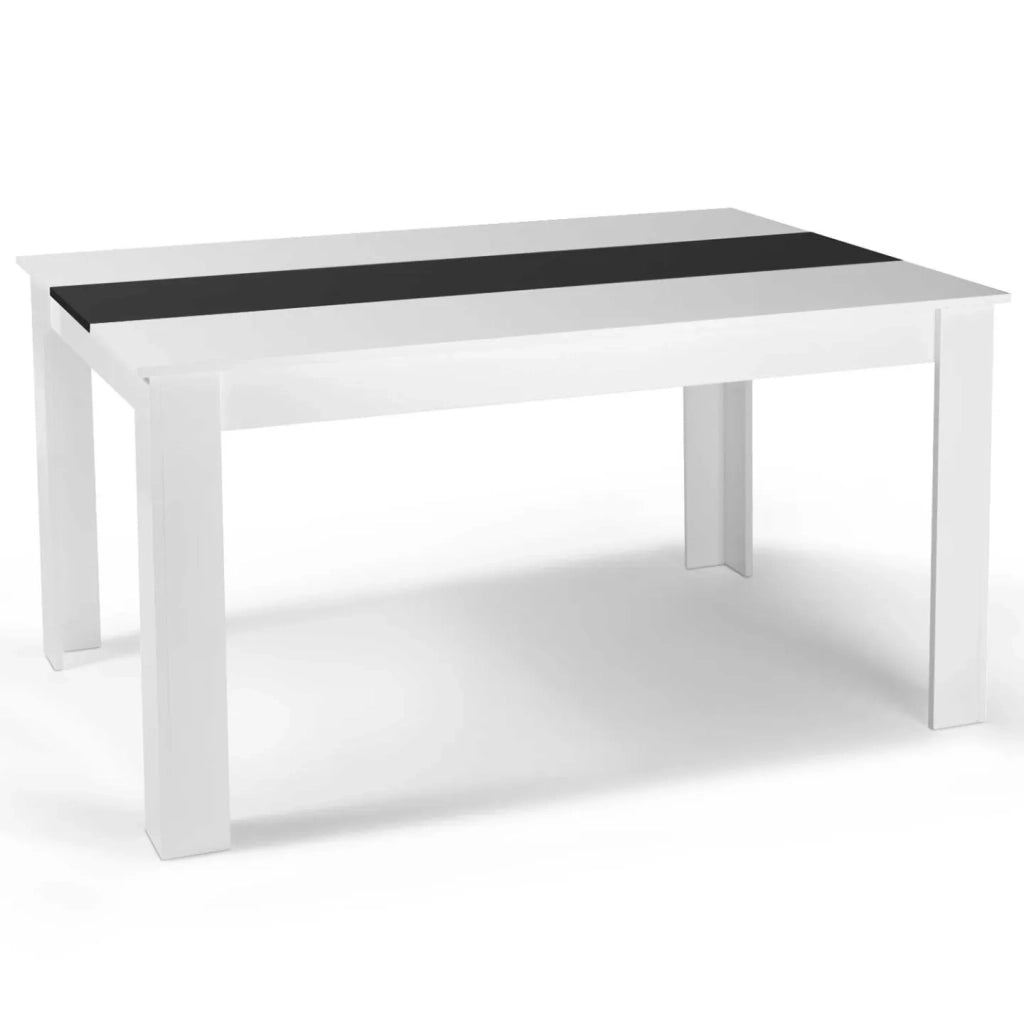 IDMarket - Tavolo da pranzo GEORGIA 140 cm bianco e nero e 6 sedie ROMANE nere con bordo bianco