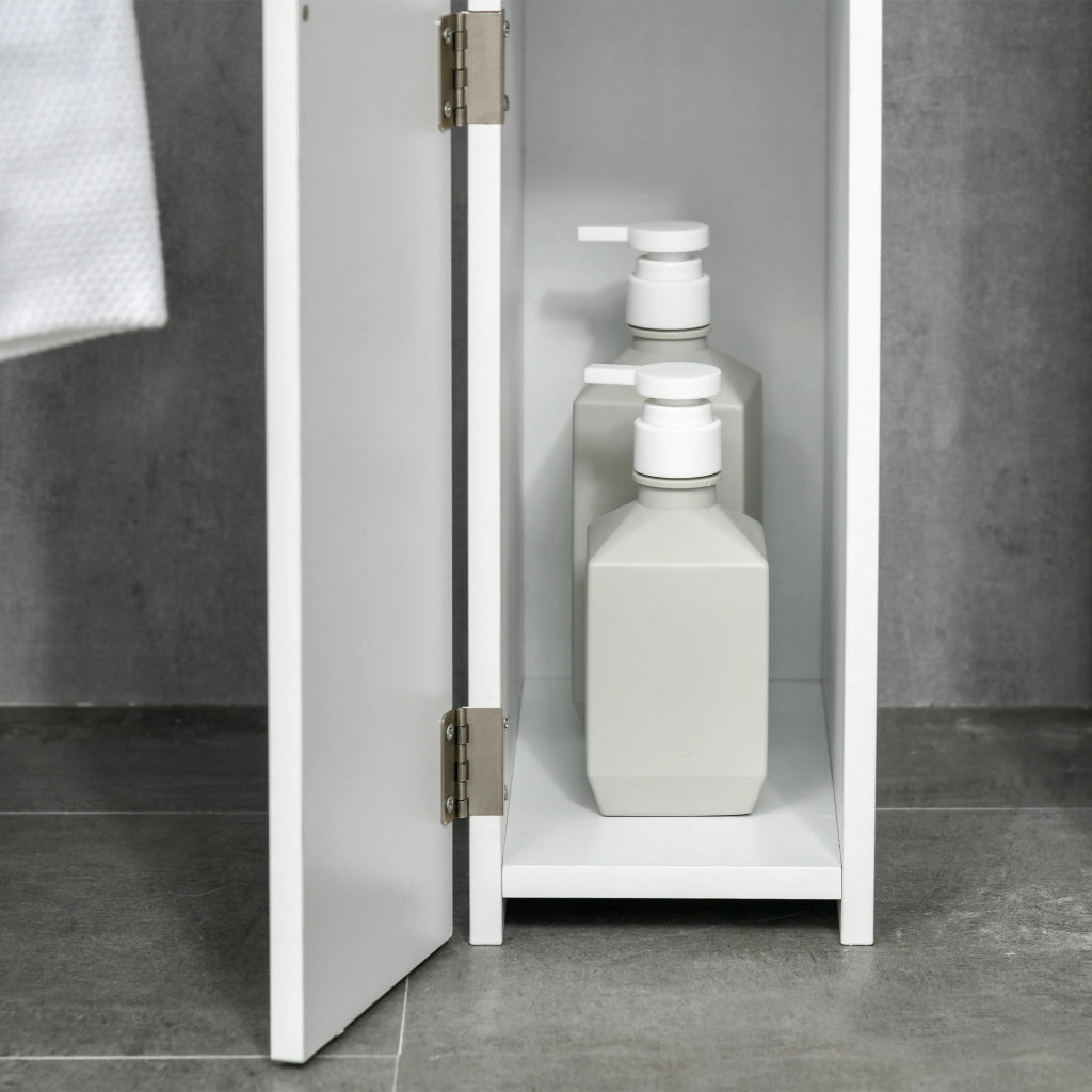 EasyComfort Colonna Bagno con 2 Ripiani e 2 Armadietti, Mobile Alto Salvaspazio 15.2x29.8x118 cm, Bianco