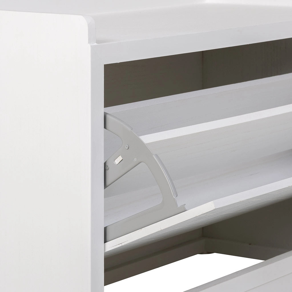 Panca porta scarpe in legno e metallo bianco 80x38x53