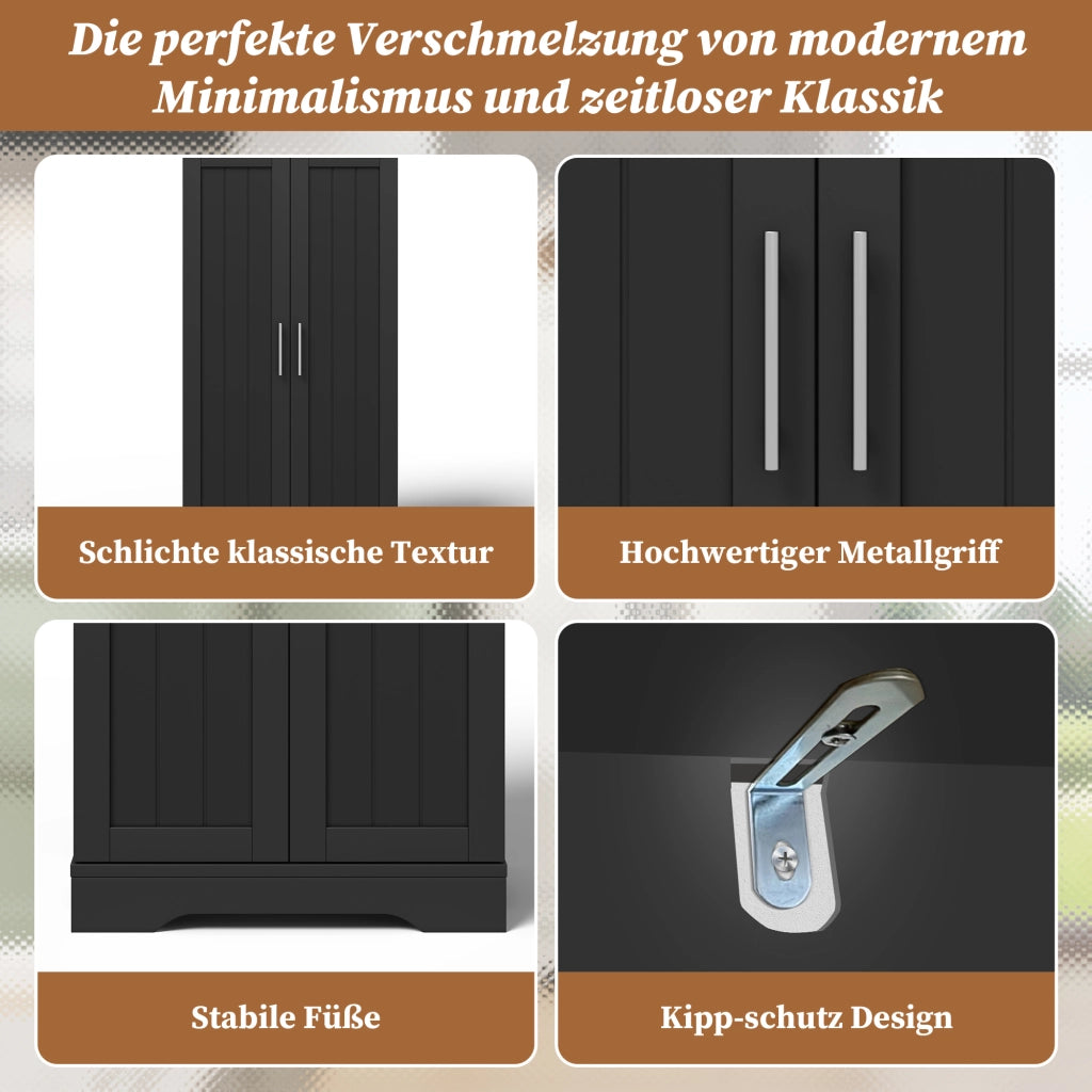 Dispensa alta con LED sensore mobile contenitore a 2 ante con ripiano regolabile in MDF nero 120 × 60 × 40 cm
