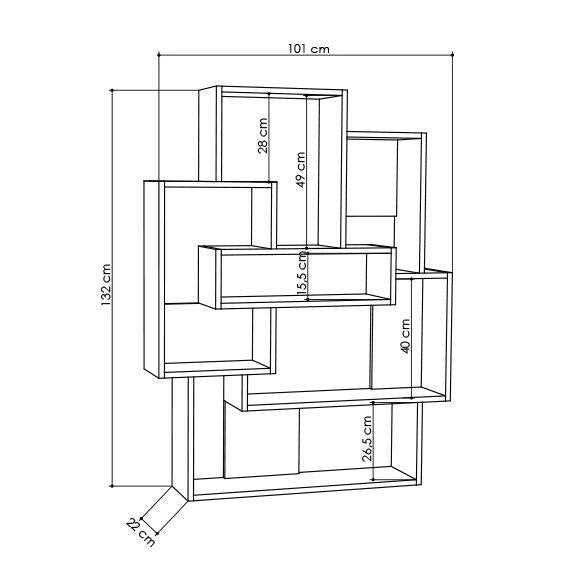 Biblioteca Khaimuk, Libreria 7 Ripiani, 101x22x132h cm Bianco