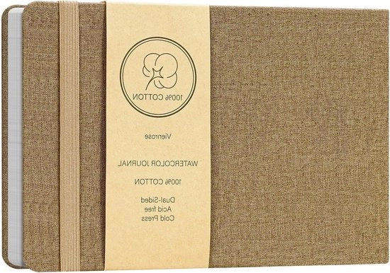 Libretto di schizzo aquarello con carta di cotone per tecniche miste - 21 x 14 cm - 1 confezione marrone