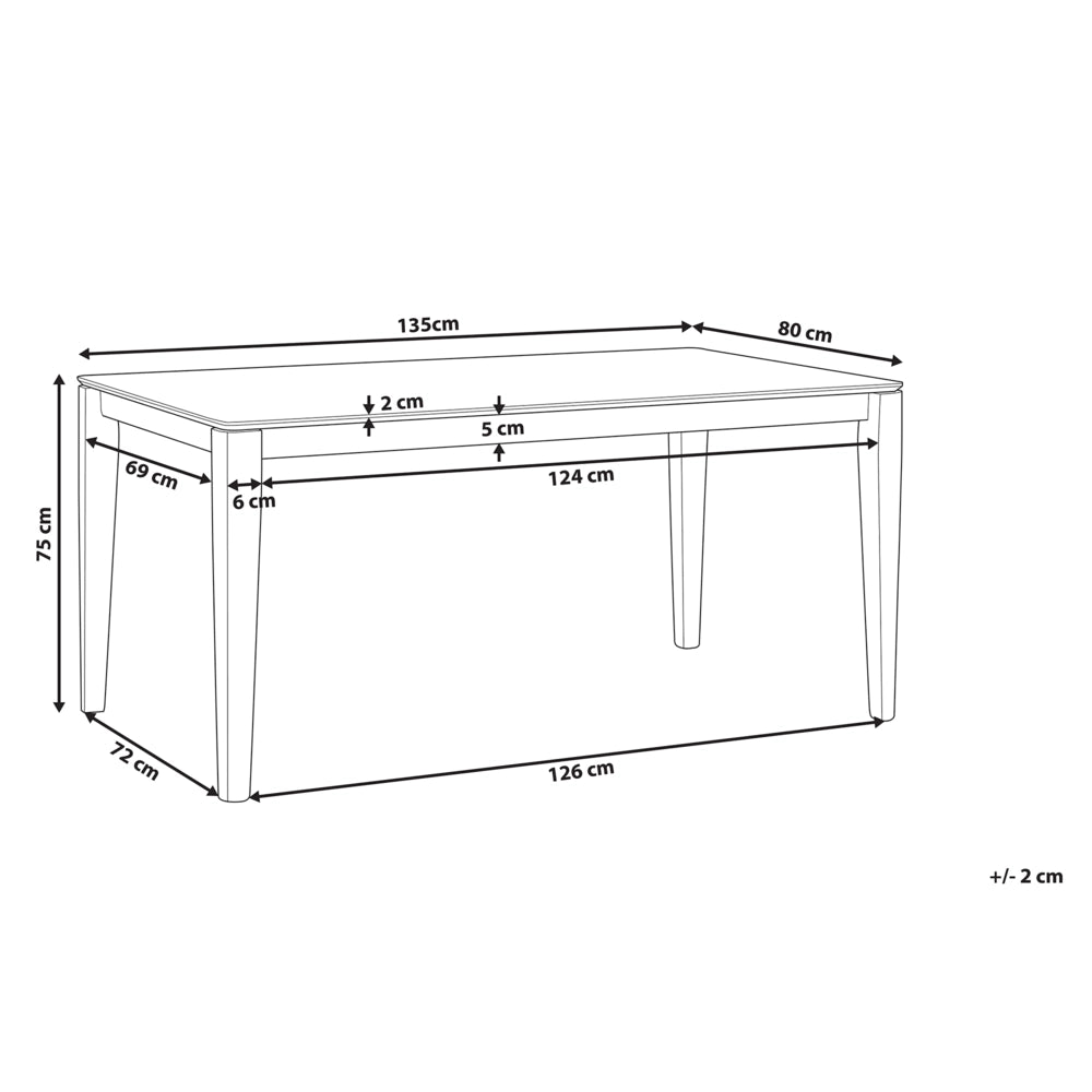 Tavolo da pranzo in noce scuro con gambe in metallo nero 135 x 80 cm Rettangolare in stile tradizionale