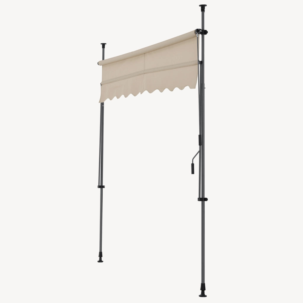 Tenda da Sole a Muro con Pali di Supporto Telescopici Parasole 350 x 120 cm (LxP) color Sabbia pro.tec