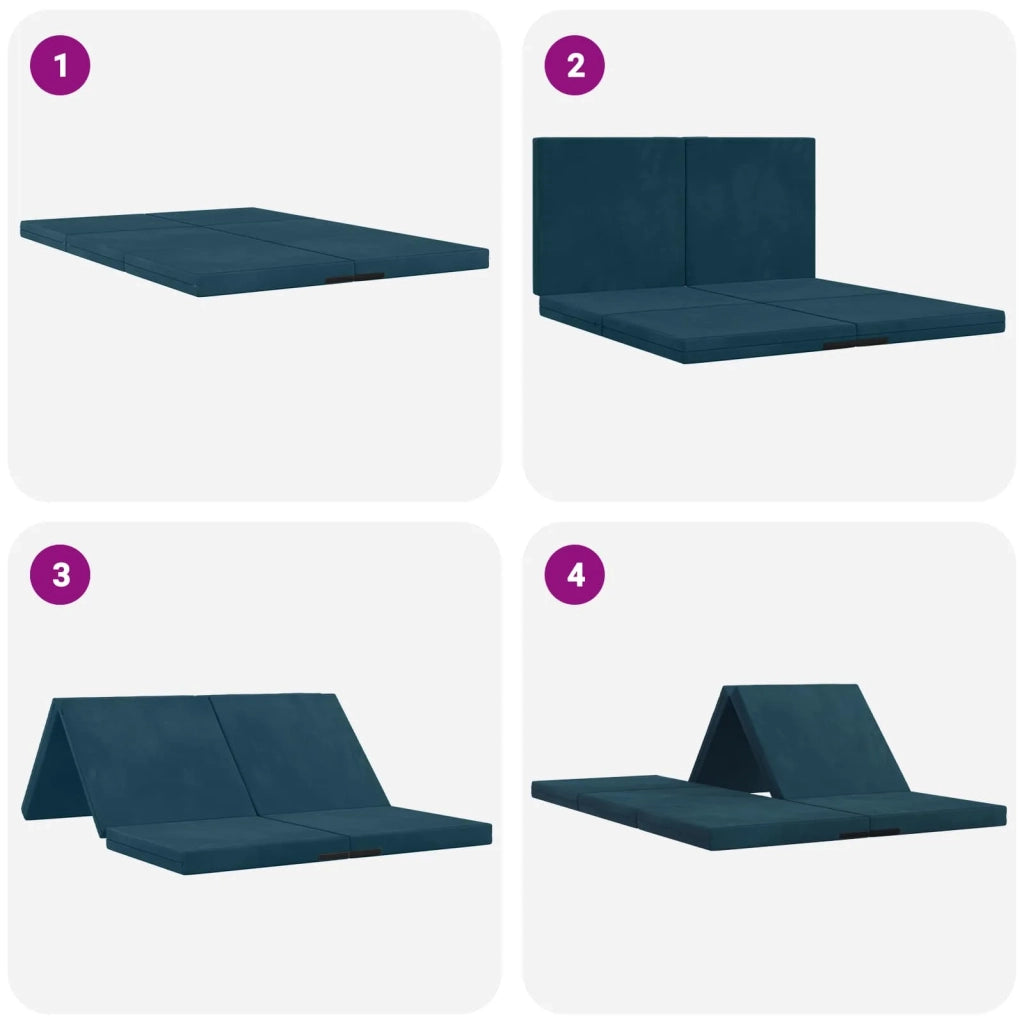 Divano Letto Pieghevole 140 x 67 x 45 cm Blu 900274
