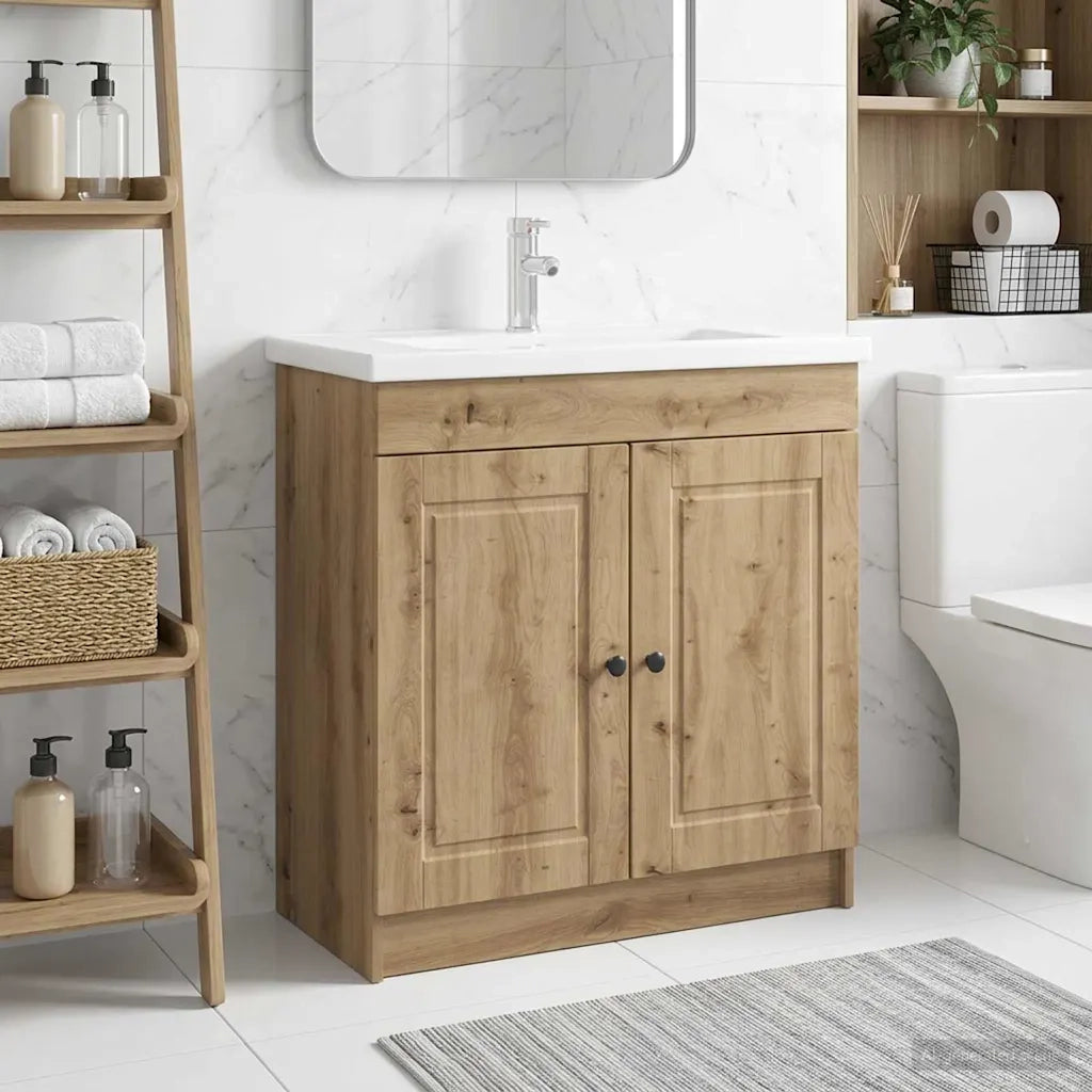 Mobiletto da bagno sotto il lavello Rovere Artigianale 890083