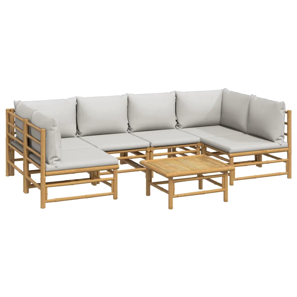 Set Salotto da Giardino 7pz con Cuscini Grigio Chiaro BambÃ¹cod mxl 76308