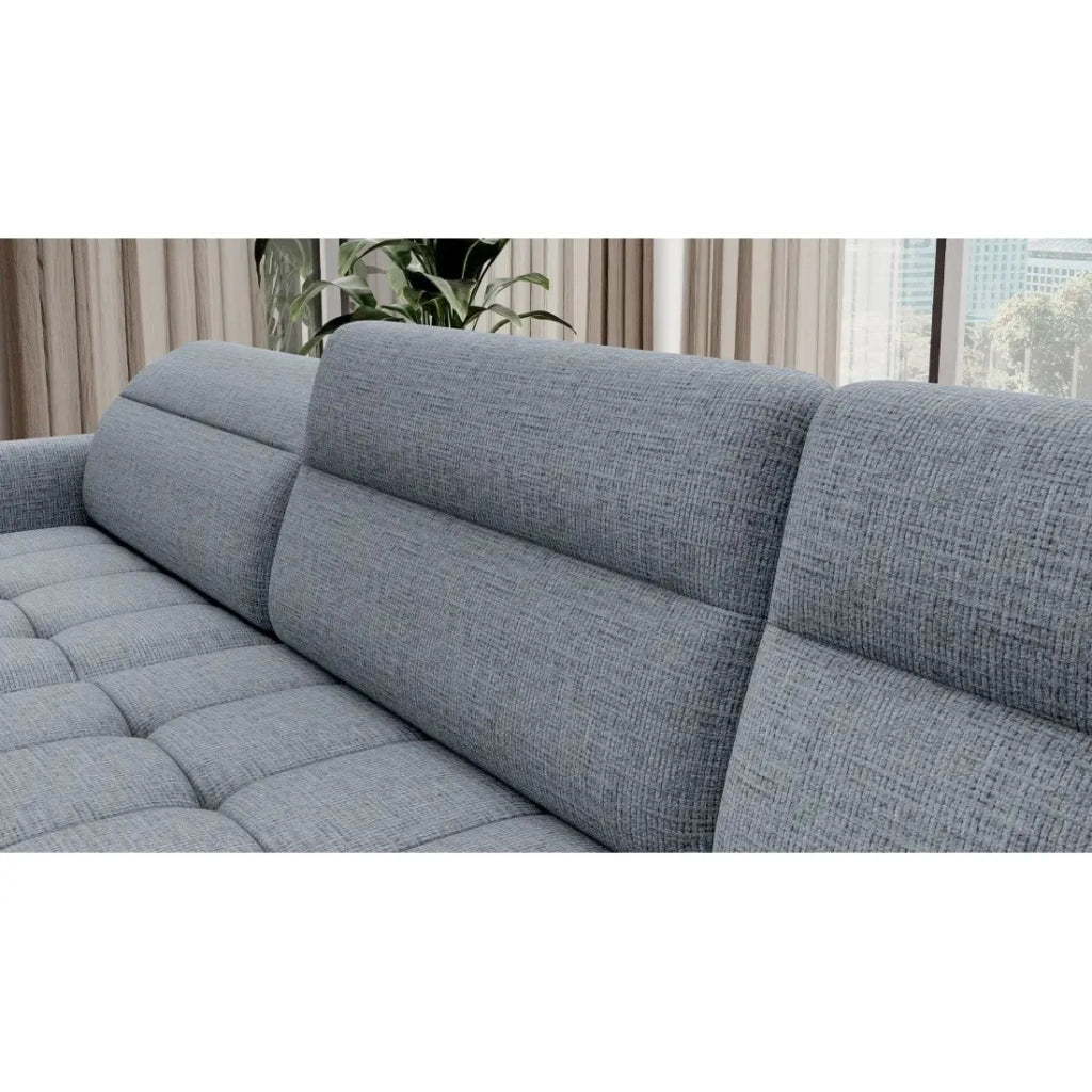 Divano angolare convertibile BERTHO 306 cm blu grigio - Angolo sinistro con contenitore
