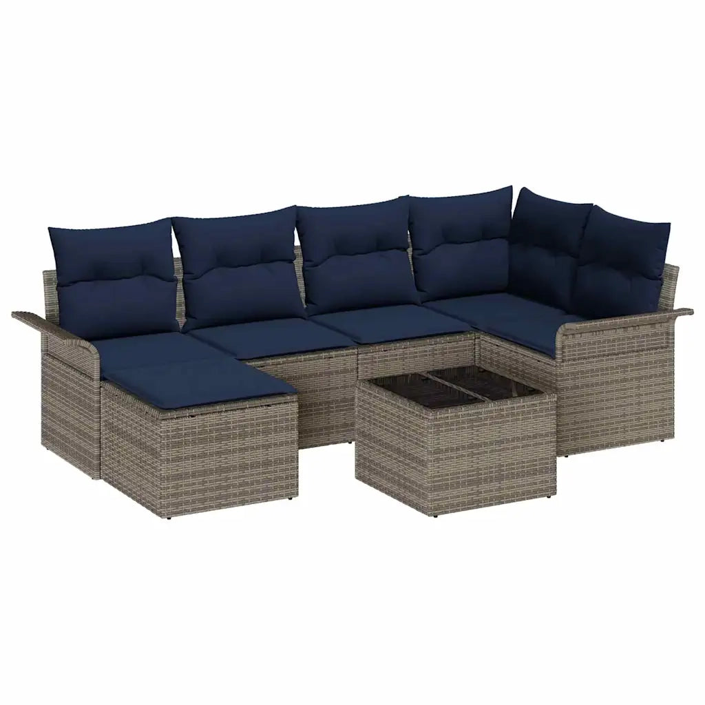 Set Divano da Giardino con cuscino Grigio polyrattan 3345445