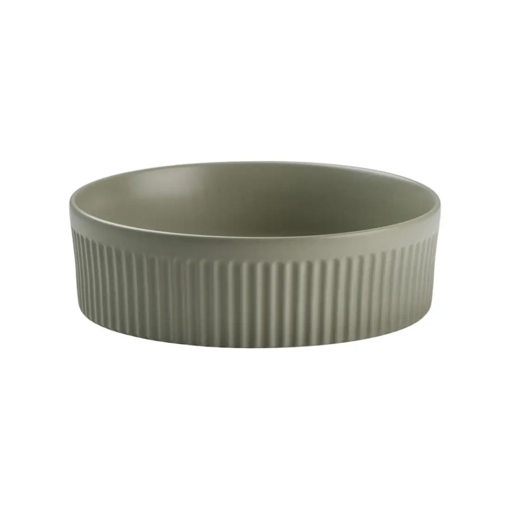 Lavabo da appoggio rotondo 36 cm in ceramica verde oliva opaco