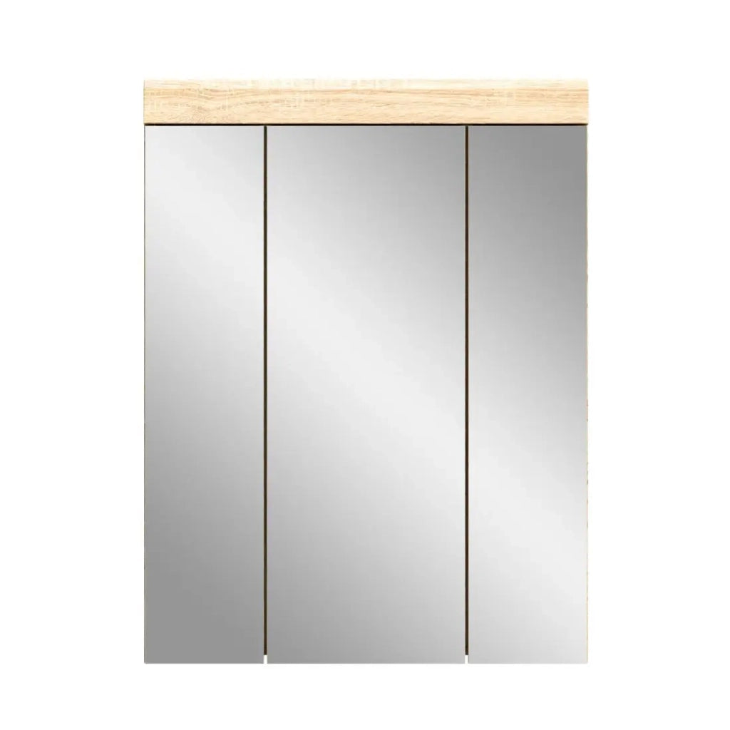 Mobile contenitore con specchio RIDLEY – Bianco e rovere chiaro