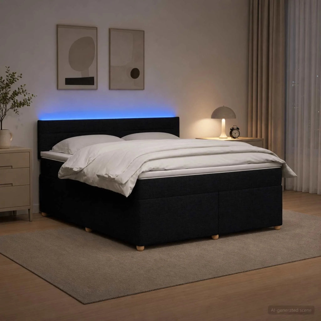 Letto box spring con materasso Nero 180 x 200 cm Tessuto 3452473