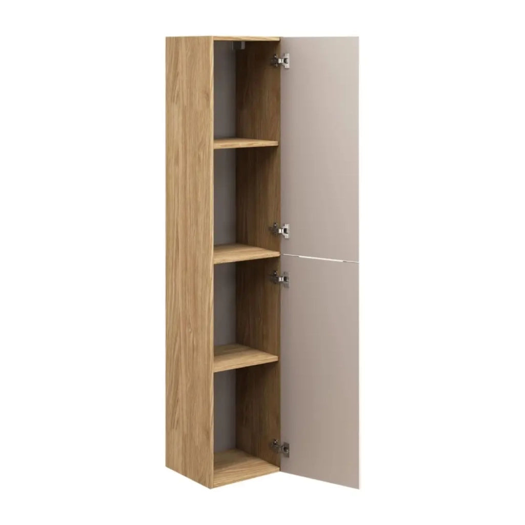 Colonna da bagno YOKA - Beige e rovere chiaro - 2 porte