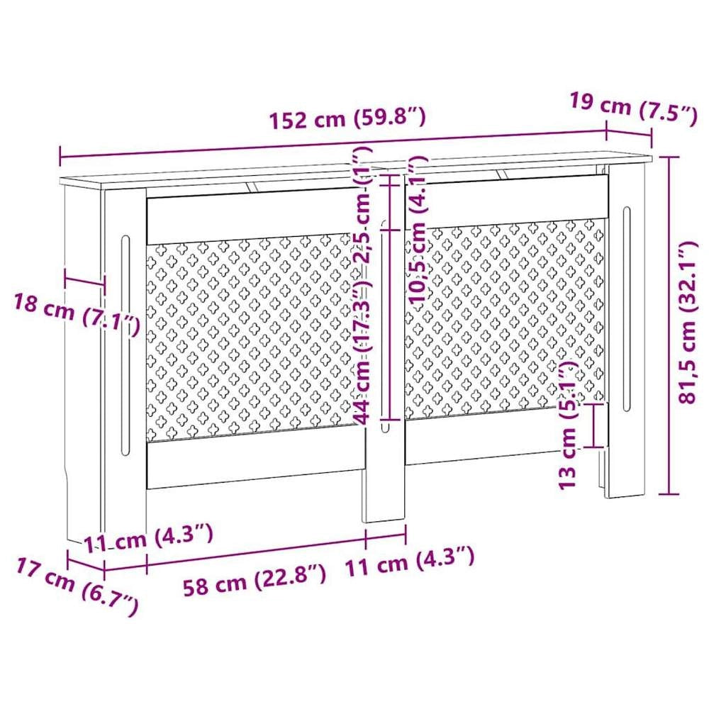 Radiator Cover, White, 152x19x81.5 Cm, MDF