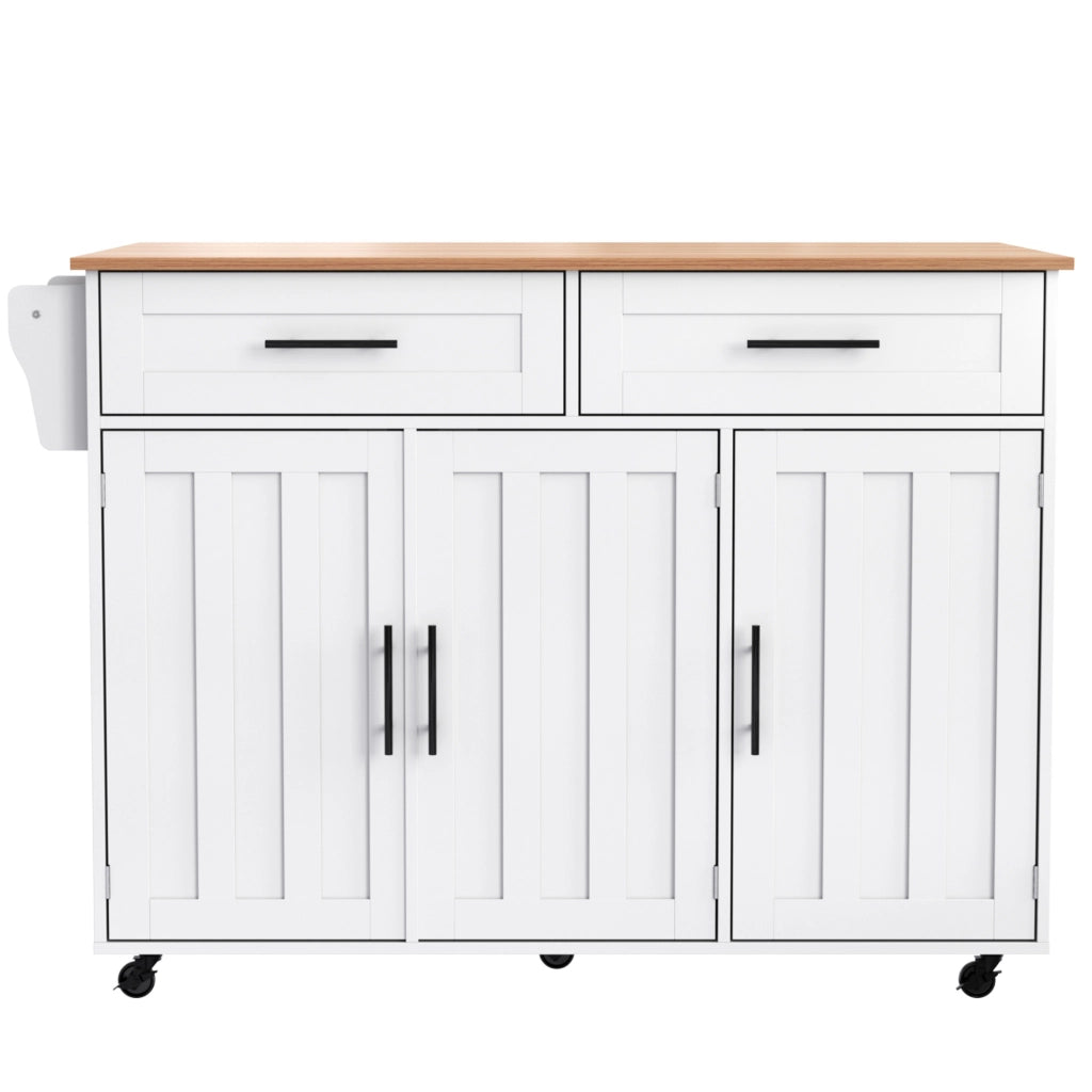 Carrello da cucina con piano ribaltabile 129x71x91;5 cm bianco in MDF