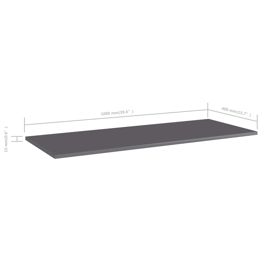 Ripiani per Libreria 4pz Grigio Lucido 100x40x1,5cm Multistrato 805417