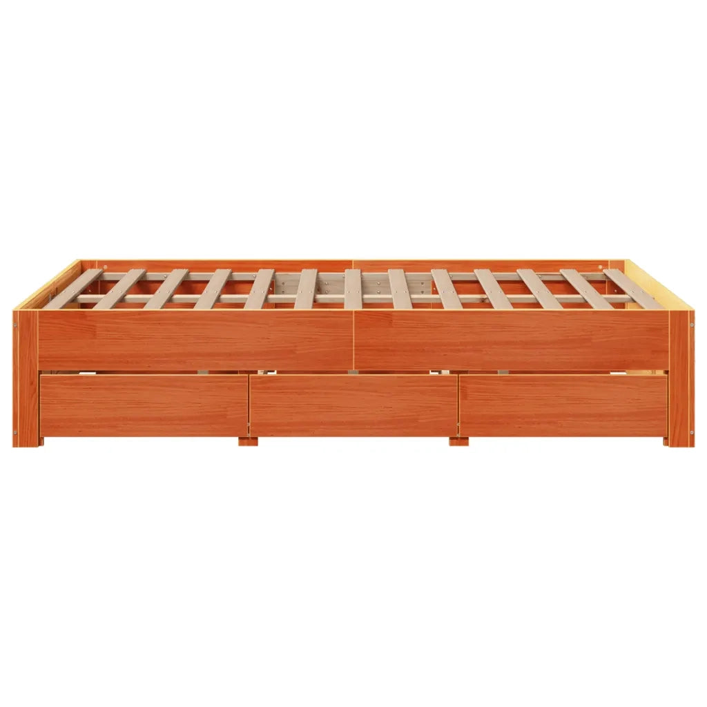 Giroletto senza Materasso con Cassetti Marrone Cera 120x200Pino