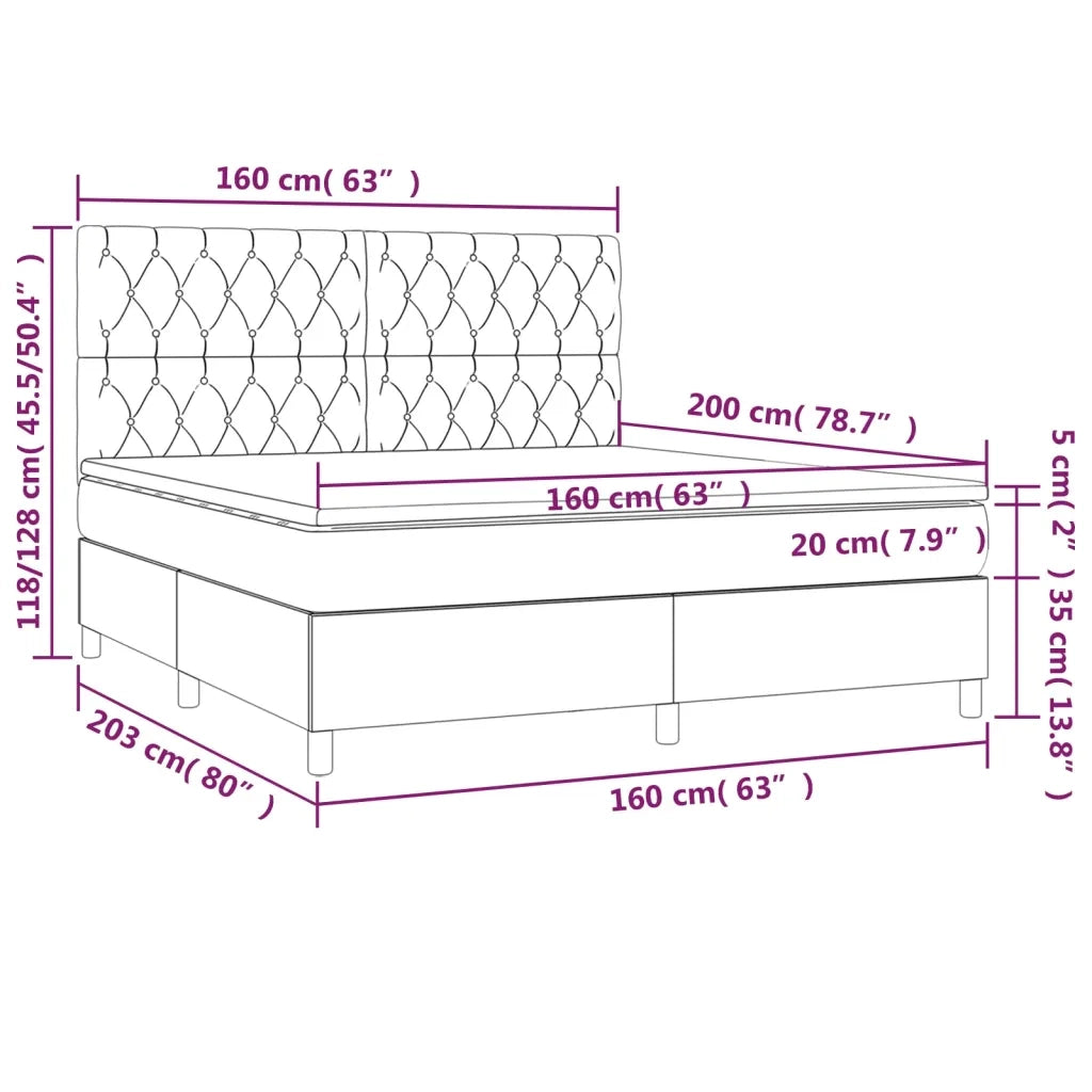 Giroletto a Molle con Materasso Marrone Scuro 160x200cm Tessuto cod mxl 49349