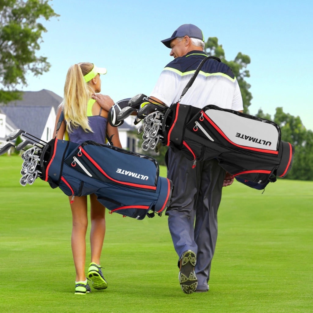 Borsa da golf leggera e di grande capacit¨¤ con 14 divisori 8 tasche tracolla, Borsa da golf portatile Nero