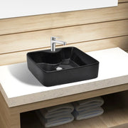 Lavandino Bagno in Ceramica Nera Quadrato con Foro per Rubinetto  cod mxl 40919